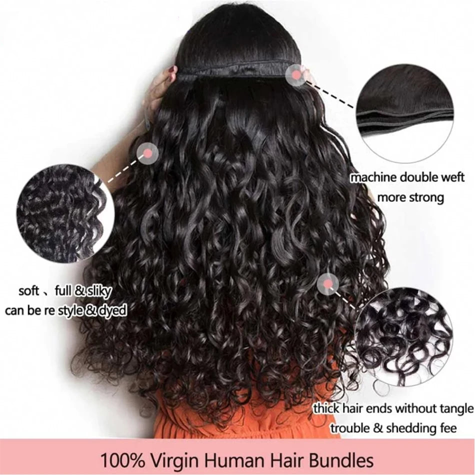 12A Water Wave Bundles Human Hair 100% Unprocessed Virgin Hair Cheap