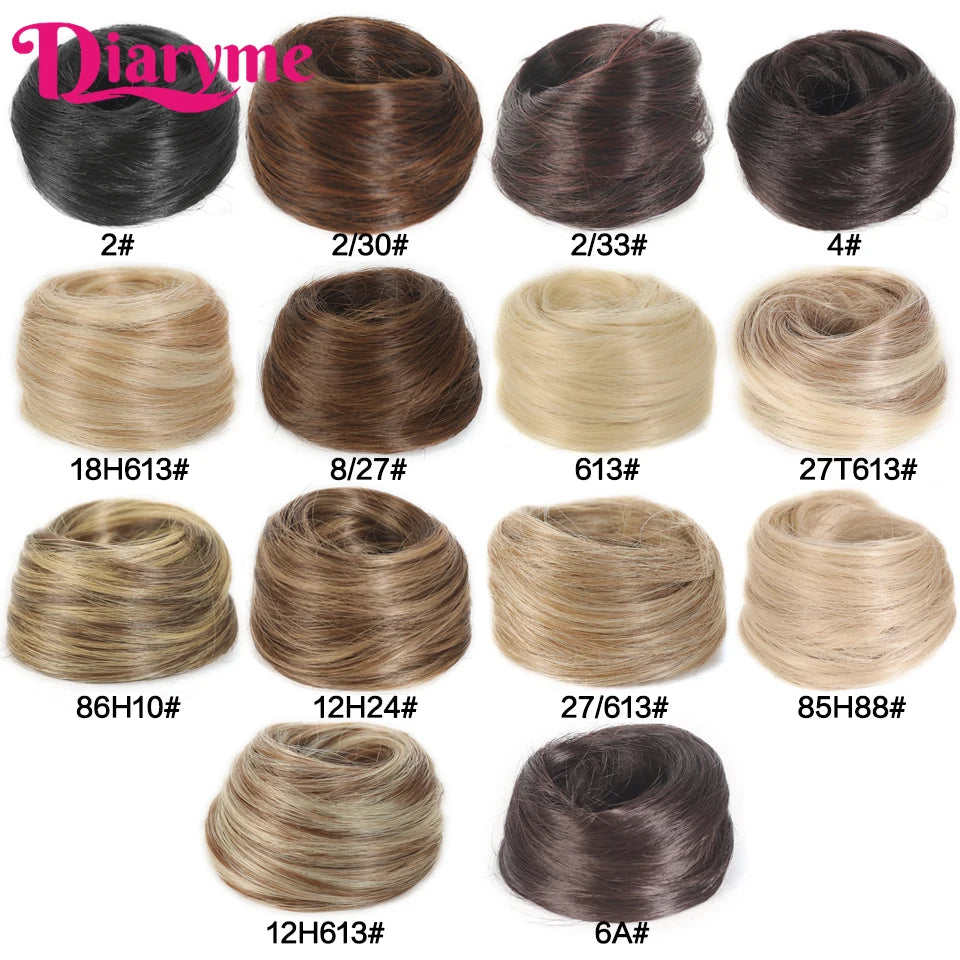 Elastic Rubber Band Fake Hair Bun Synthetic Straight Chignon Clip In