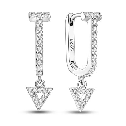 Hot 925 Sterling Silver Geometric Minimalist Series Drop Earrings For