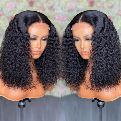 Glueless Kinky Curly Bob Wig Ready To Wear 13X4 Lace Frontal Short