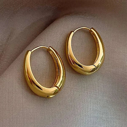 3Pcs New Minimalist Copper Metal Hoop Earrings for Women Simple Circle