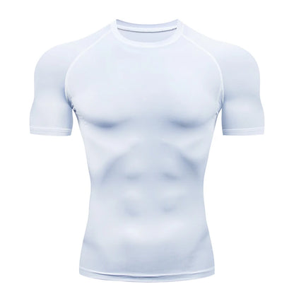 Men Running Compression T-shirt Short Sleeve Sport Tees Gym Fitness