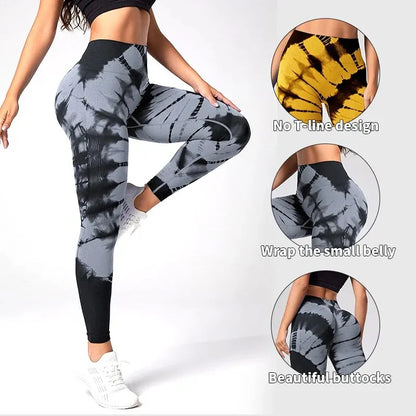 Seamless Leggings for Women Fitness Yoga Pants High Waist Tie Dye