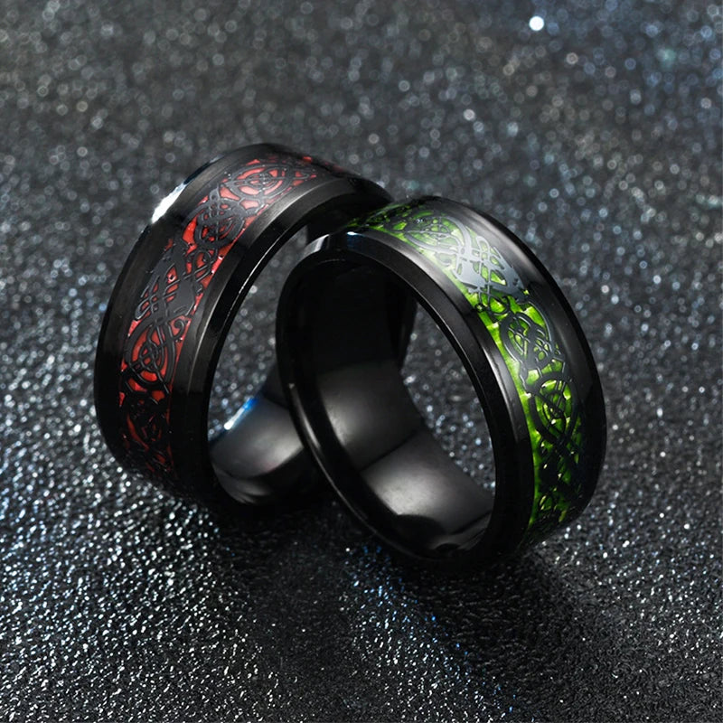 2023 Fashion Men Stainless Steel Dragon Ring Inlay Purple Black Carbon