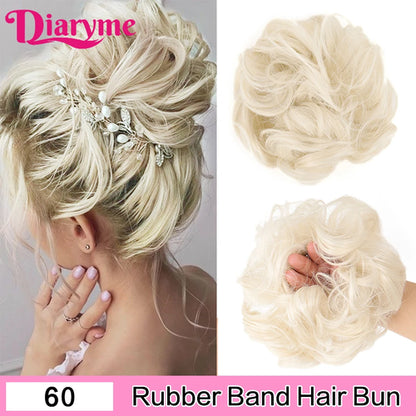 Elastic Rubber Band Fake Hair Bun Synthetic Straight Chignon Clip In