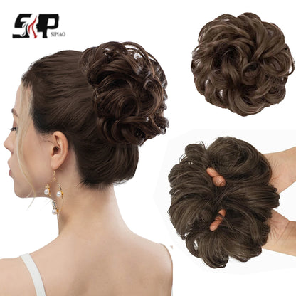 6 Inch Synthetic Hair Bun Extensions Messy Curly Elastic Hair