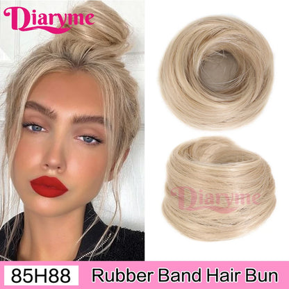 Elastic Rubber Band Fake Hair Bun Synthetic Straight Chignon Clip In