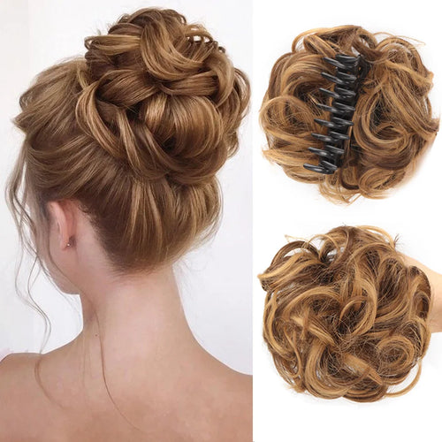 LUPU Synthetic Chignon Messy Bun Claw Clip in Hair Piece Wavy Curly