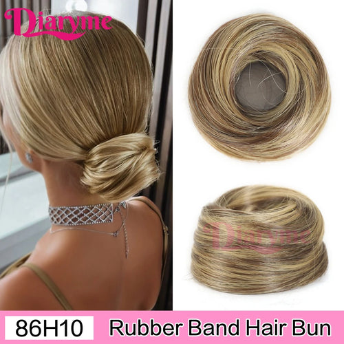 Elastic Rubber Band Fake Hair Bun Synthetic Straight Chignon Clip In