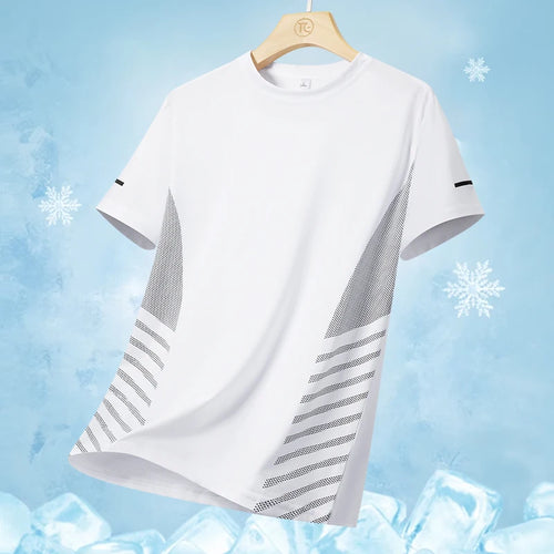 Running T-shirt Men Summer Ice Silk Thin Top Reflective Printing Quick