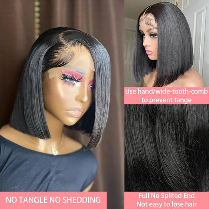 13x4 Straight Lace Frontal Bob Wig Pre Plucked 4x4 Human Hair Wigs