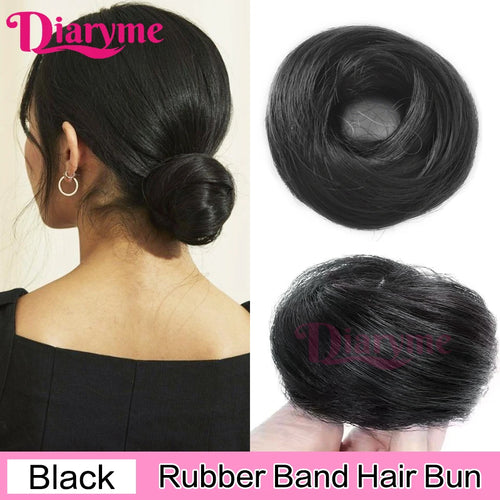 Elastic Rubber Band Fake Hair Bun Synthetic Straight Chignon Clip In