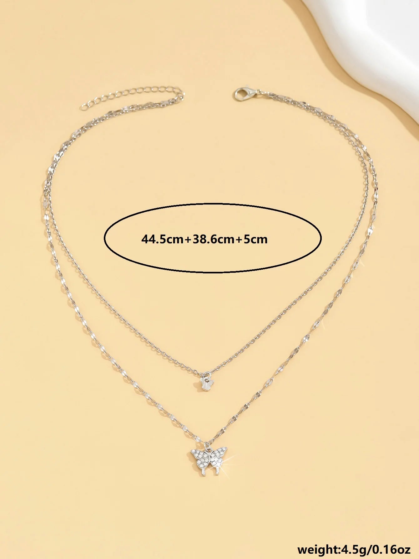 1 Women's Lats Sparkling Double Layer Butterfly Necklace Exquisite