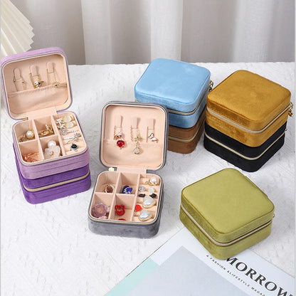 Velvet Jewelry Box For Women Necklace Ring Earrings Organizer Holder