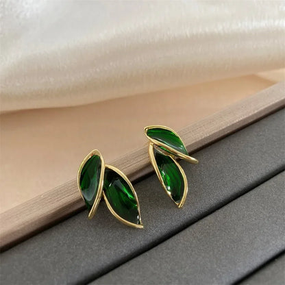 LATS New Korean Arrival Metal Trendy Fresh Lovely Sweet Grey Leaf Stud