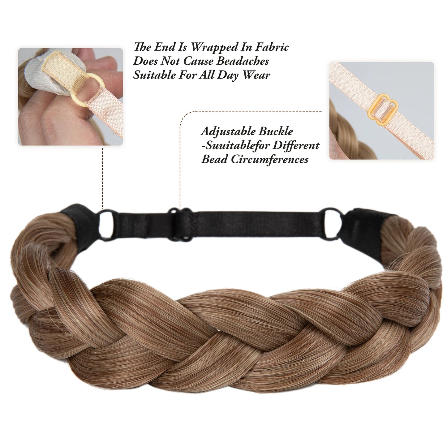 SARLA Synthetic Fishtail Braids Headband Hair With Adjustable Belt