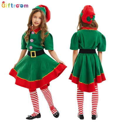 2024 New Christmas Children's and Adult Christmas Elf Costumes, Santa