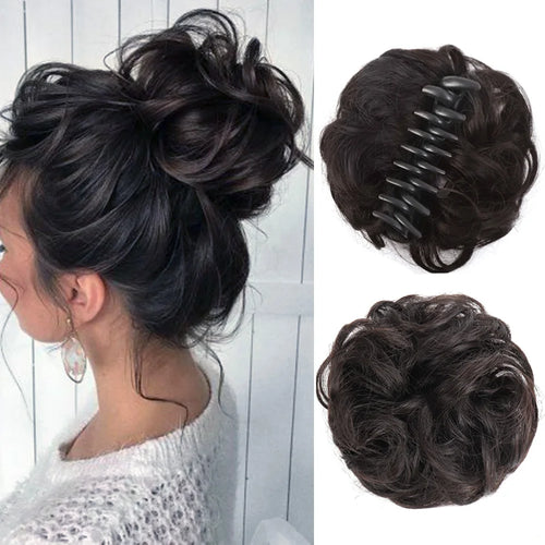 LUPU Synthetic Chignon Messy Bun Claw Clip in Hair Piece Wavy Curly