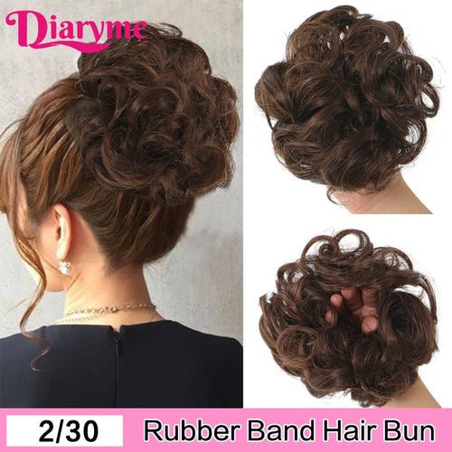 Elastic Rubber Band Fake Hair Bun Synthetic Straight Chignon Clip In