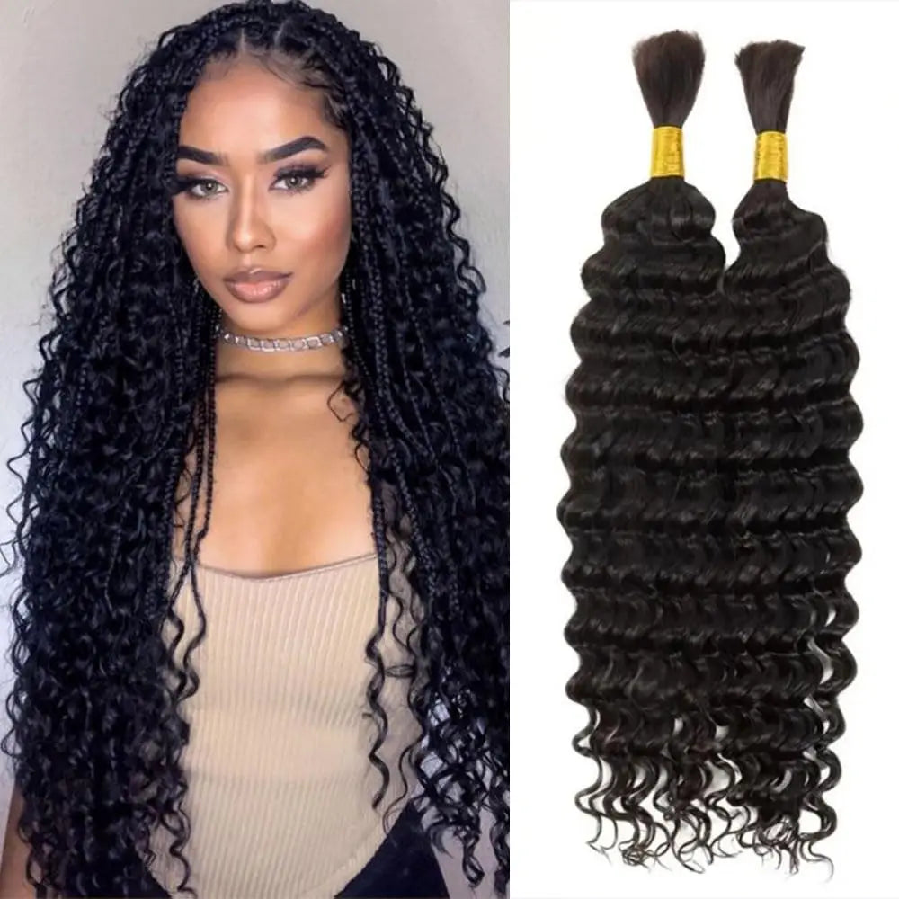 Synthetic Deep Wave Bulk hair For Braiding 160g No Weft Deep Wave For