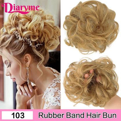 Elastic Rubber Band Fake Hair Bun Synthetic Straight Chignon Clip In