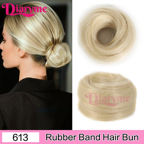 Elastic Rubber Band Fake Hair Bun Synthetic Straight Chignon Clip In