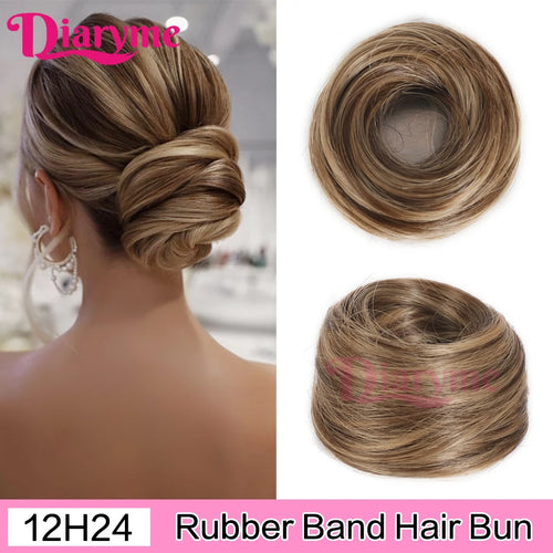 Elastic Rubber Band Fake Hair Bun Synthetic Straight Chignon Clip In