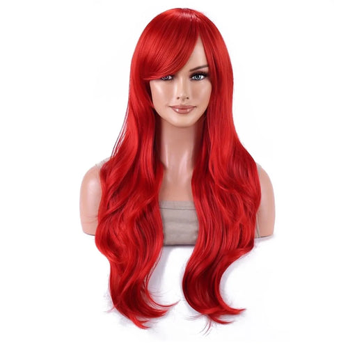 Synthetic probeauty Mermaid Wig Long Red Curly Body Wave Wig Halloween