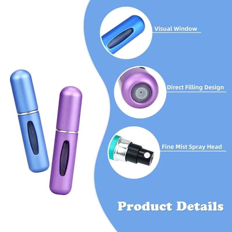 Solid Color 5ml Bottom Flush Rechargeable Perfume Bottle Sprayer Small