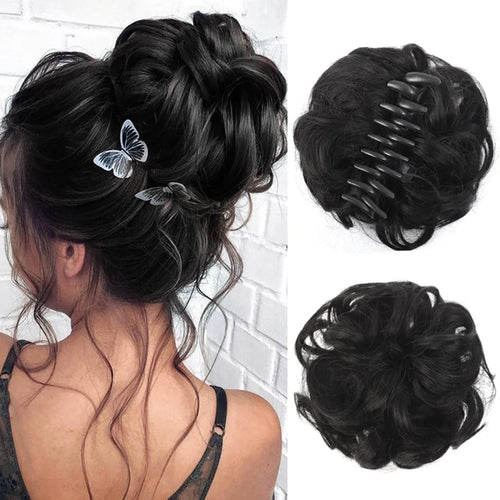 LUPU Synthetic Chignon Messy Bun Claw Clip in Hair Piece Wavy Curly