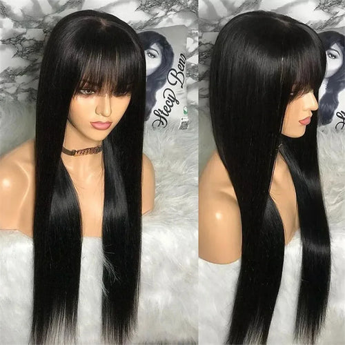 Silky Wig Human Hair Full Machine Made Straight 100% Human Hair Wigs