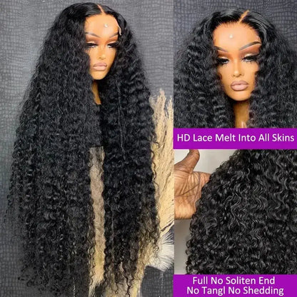 Color: #1B, Ships From: CHINA, Stretched Length: 32inches, Density: 150% - 13x4 13x6 Deep Wave HD Lace Front Wigs for Women Pre Plucked Brazilian 4x4 Lace Closure Human Hair Wig Curly Lace Frontal Wigs