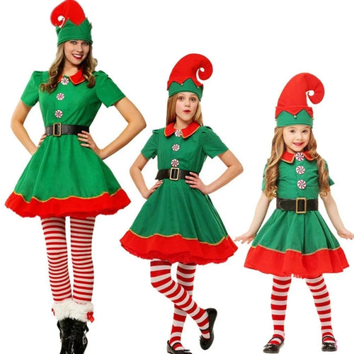 2024 New Christmas Children's and Adult Christmas Elf Costumes, Santa