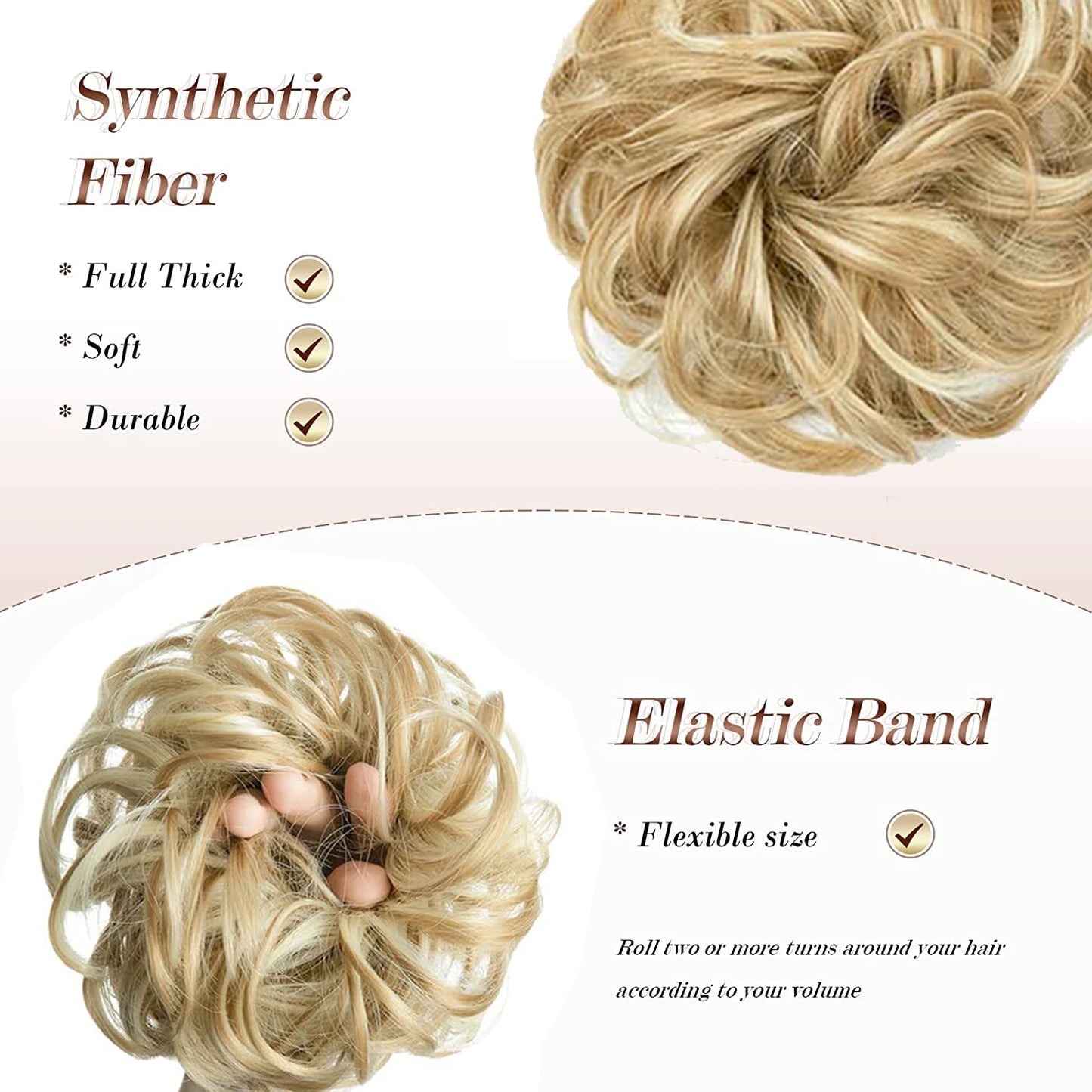 6 Inch Synthetic Hair Bun Extensions Messy Curly Elastic Hair