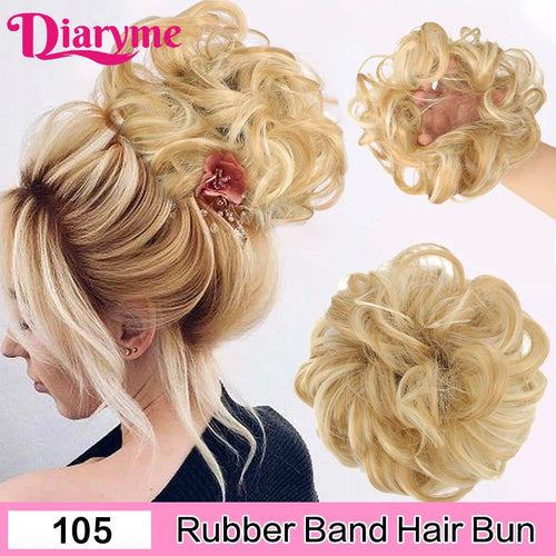 Elastic Rubber Band Fake Hair Bun Synthetic Straight Chignon Clip In