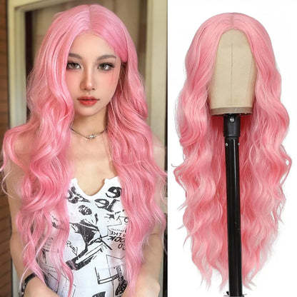 Synthetic Long Lace Ombre Blonde Wavy Wig for Women 26 Inch Middle