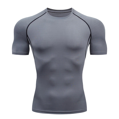 Men Running Compression T-shirt Short Sleeve Sport Tees Gym Fitness