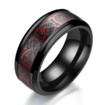 2023 Fashion Men Stainless Steel Dragon Ring Inlay Purple Black Carbon