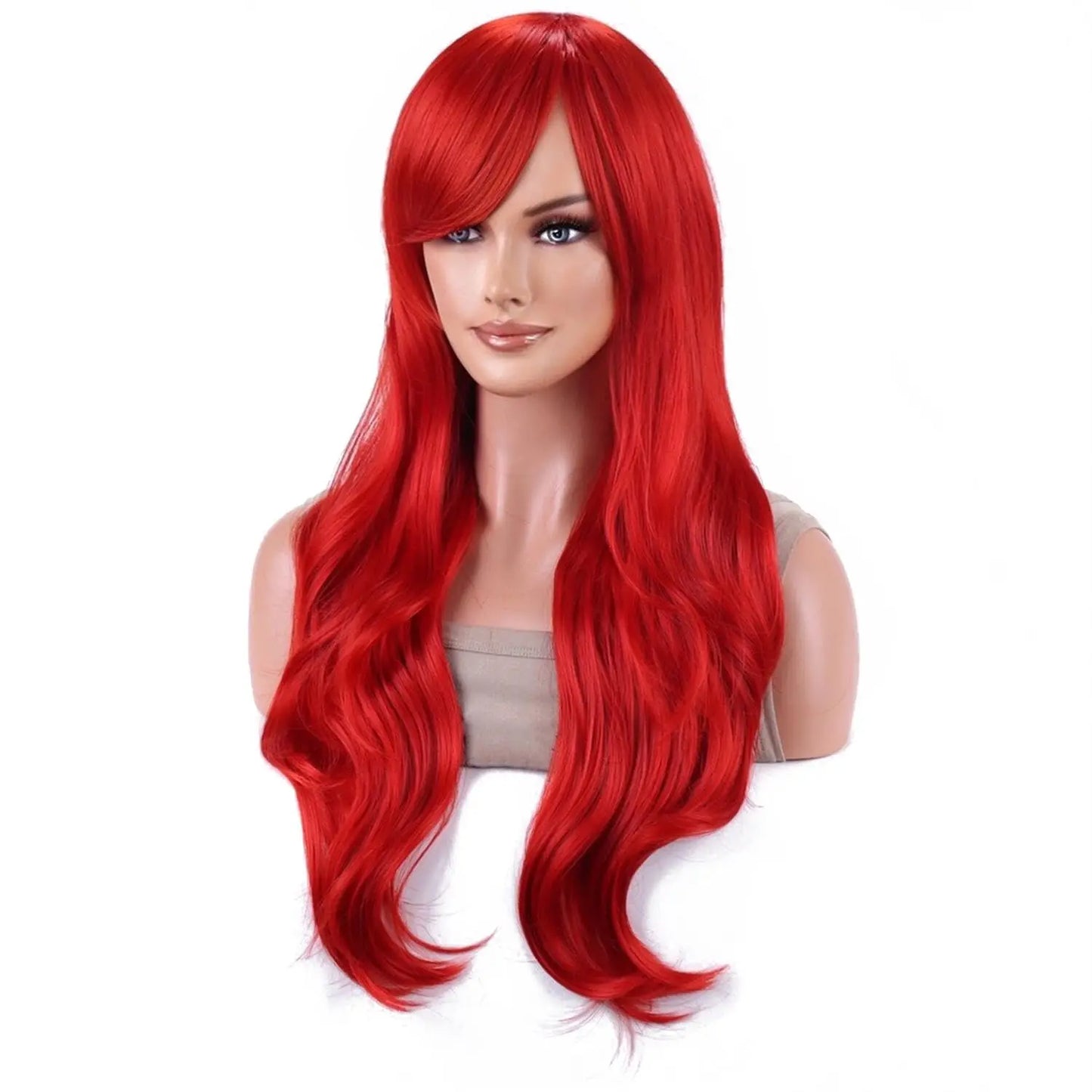 Synthetic probeauty Mermaid Wig Long Red Curly Body Wave Wig Halloween