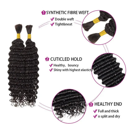 Synthetic Deep Wave Bulk hair For Braiding 160g No Weft Deep Wave For