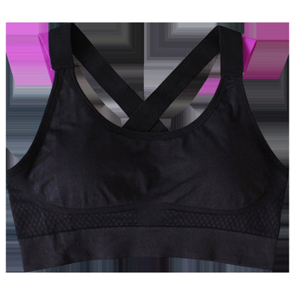 SOBEYO Sports Bra Padded Elastic Straps Cross Back Black