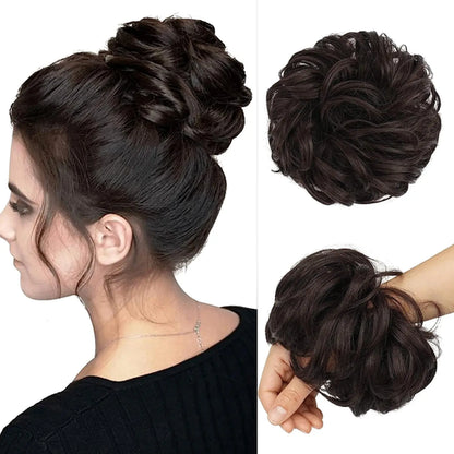 6 Inch Synthetic Hair Bun Extensions Messy Curly Elastic Hair