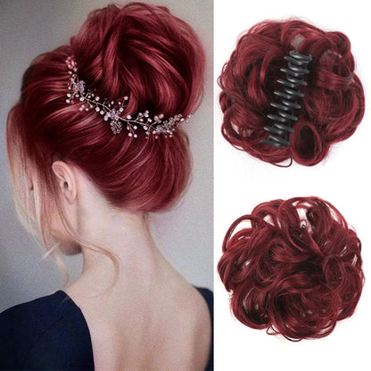 LUPU Synthetic Chignon Messy Bun Claw Clip in Hair Piece Wavy Curly