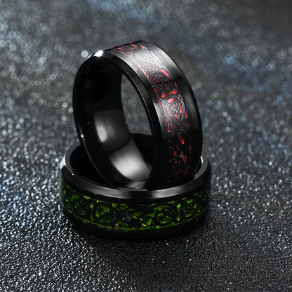 2023 Fashion Men Stainless Steel Dragon Ring Inlay Purple Black Carbon