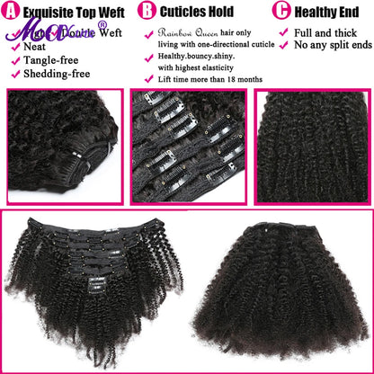 Maxine 3C 4AHair Kinky Curly Clip In Hair Extensions Human Hair Full