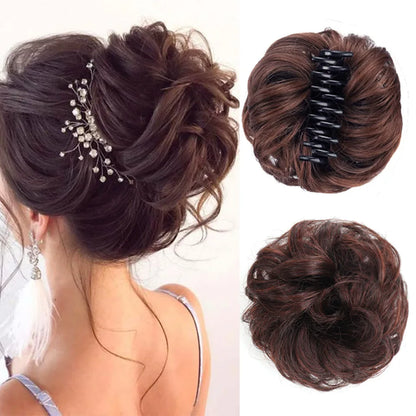 LUPU Synthetic Chignon Messy Bun Claw Clip in Hair Piece Wavy Curly