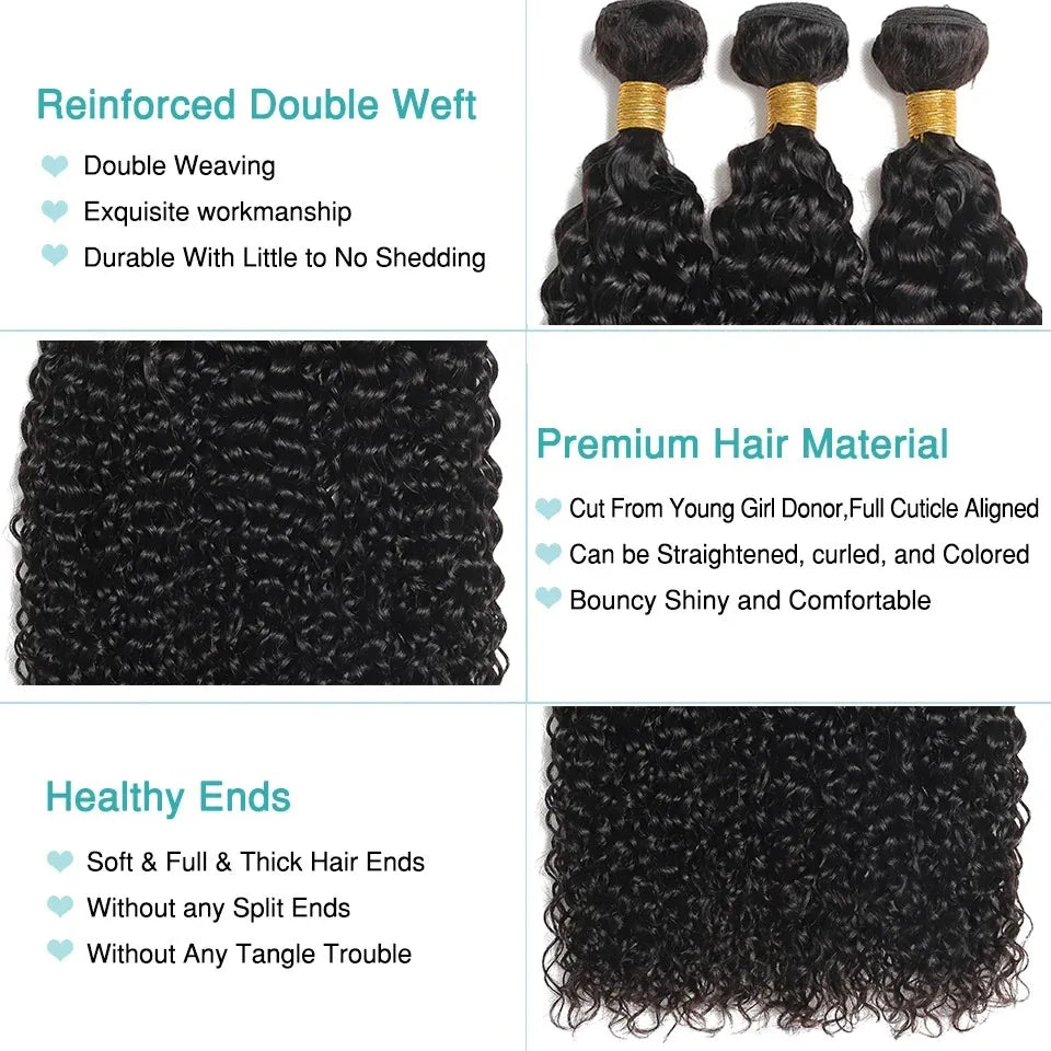 Mongolian Afro Kinky Curly Bundles 1/3/4PCS Human Hair Extensions 100%