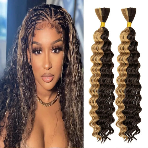 Synthetic Deep Wave Bulk hair For Braiding 160g No Weft Deep Wave For