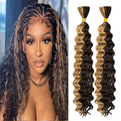 Synthetic Deep Wave Bulk hair For Braiding 160g No Weft Deep Wave For