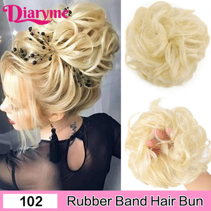 Elastic Rubber Band Fake Hair Bun Synthetic Straight Chignon Clip In